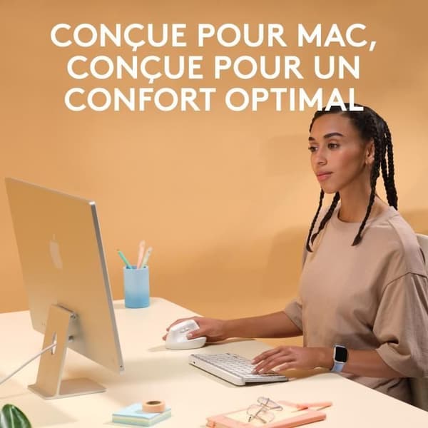 Mus - Trådlös - Logitech - Lyft Ergonomisk Vertikal - Vit - Högerhänt - För Mac