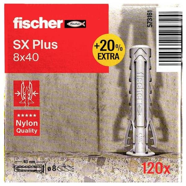 Fischer 573161 SX Plus Plugg 40 mm 8 mm 120 st(k)