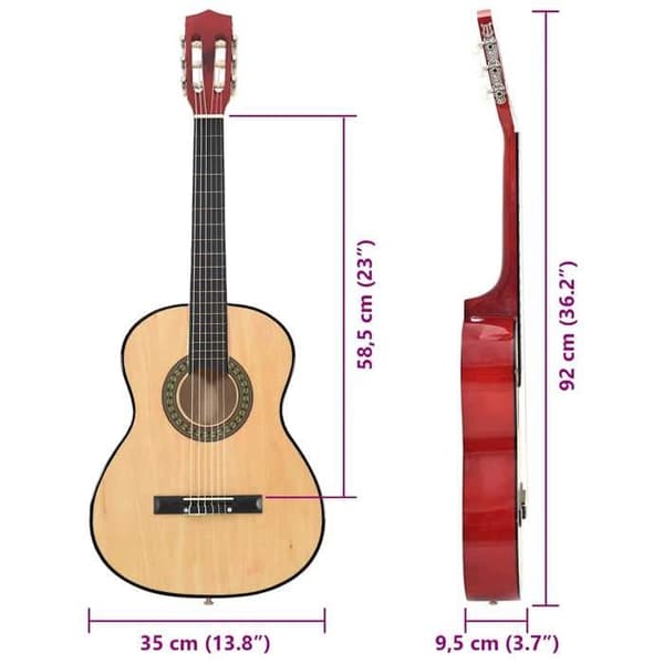 vidaXL 12 st 4/4 39" nybörjare klassisk gitarrset