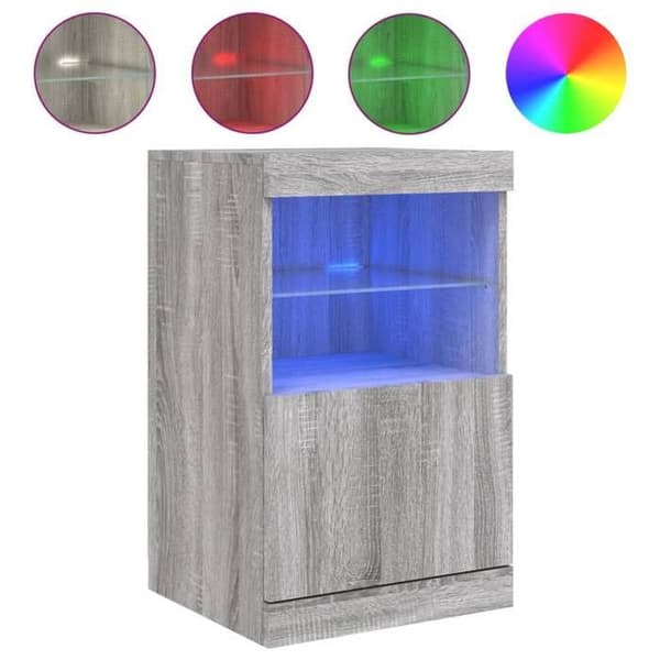 vidaXL Buffé med LED-ljus sonoma grå 41x37x67 cm 836684