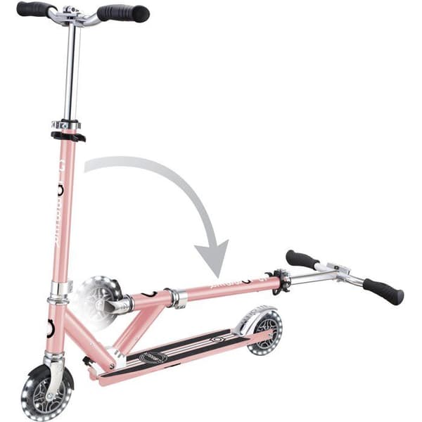 Tvåhjulig sparkcykel - GLOBBER - FLOW ELEMENT LIGHTS - Krom / Rosa
