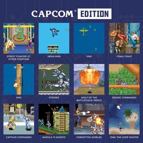 Retrogaming-konsol - BARA FÖR SPEL - Capcom Super Pocket - 12 integrerade klassiska spel - Evercade-kompatibel