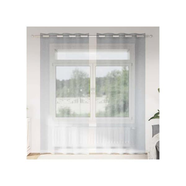 Gardiner i voile - vidaXL - Mörkgrå - Polyester - 245x140 cm - 2 stycken - Utvändig montering - Lätt - Lättskött