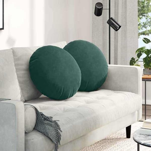 vidaXL Sittkuddar 2 st Mörkgrön Ø50 x 19 cm Sammet 42014176