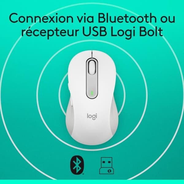 Mus - Trådlös - Logitech - Signature M650 - Vit - Högerhänt