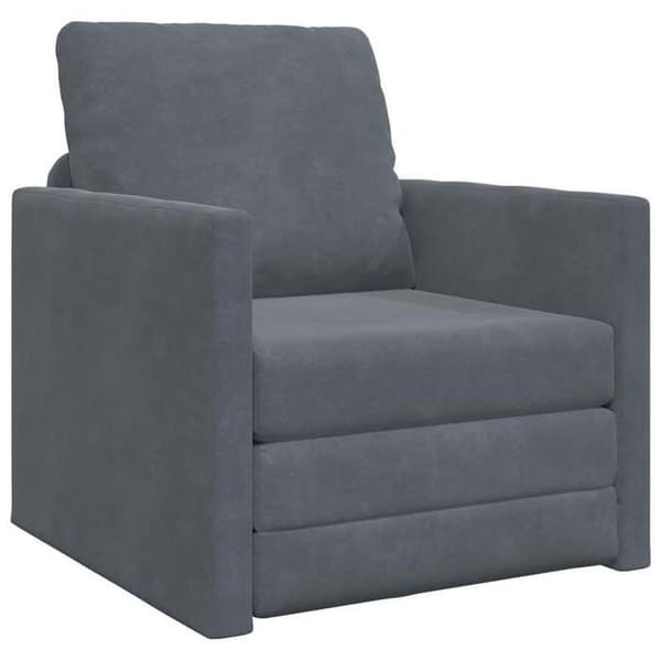 Soffa för sol, konvertibel i sammet 74x77x81 cm mörkgrå