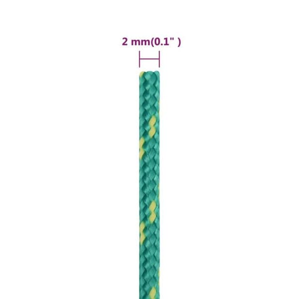 152689 vidaXL Båtrep Grön 2 mm 50 m Polypropen
