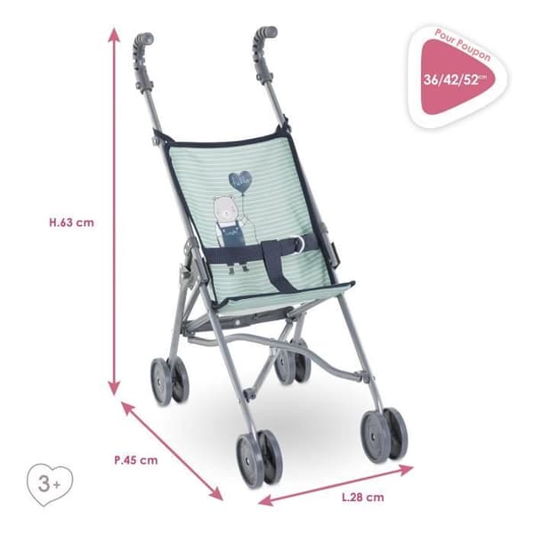Barnvagn - COROLLE - Salvia - Lätt - Fällbar - För dockor 36/52 cm