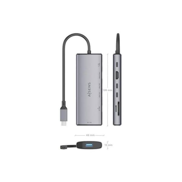 Dockning USB-C 7 i 1 - AISENS - ASUC-7P031-GR - 1xHDMI - 1xUSB-A - 2xUSB-C
