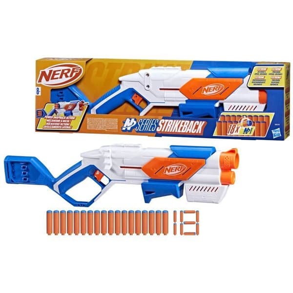 Nerf NSeries Strikeback Dart Blaster, 18 dart, 8 år och uppåt