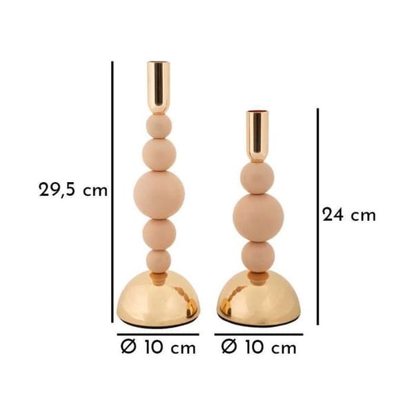 Metallljusstake Hållare (2-pack) rosa och guld