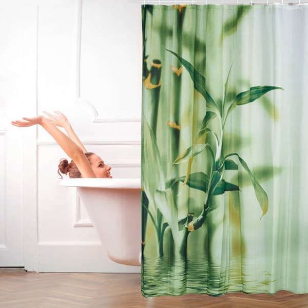 Duschdraperi - RELAXDAYS - Bambu-mönster - Polyester - 180 x 200 cm - Vattentålig