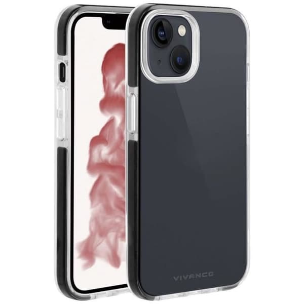 Bakre skal - VIVANCO - iPhone 14 Plus - Transparent, Svart - Maksimal beskyttelse - Dobbelt lag