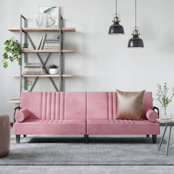 vidaXL Sängsoffa med armstöd rosa sammet 351897