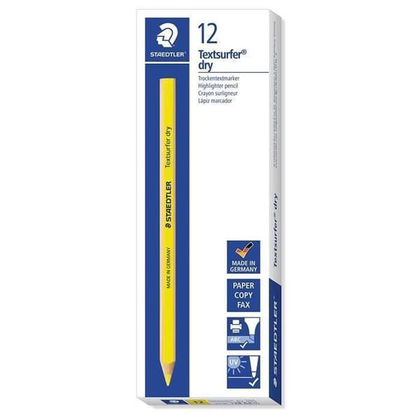 Överstrykningspenna - STAEDTLER - Textsurfer - Neon Gul - Triangulär - Pack om 12