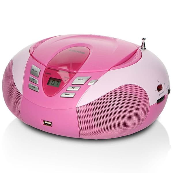 Lenco SCD-37 USB Rosa - FM-radio och bärbar CD/USB-spelare - Rosa