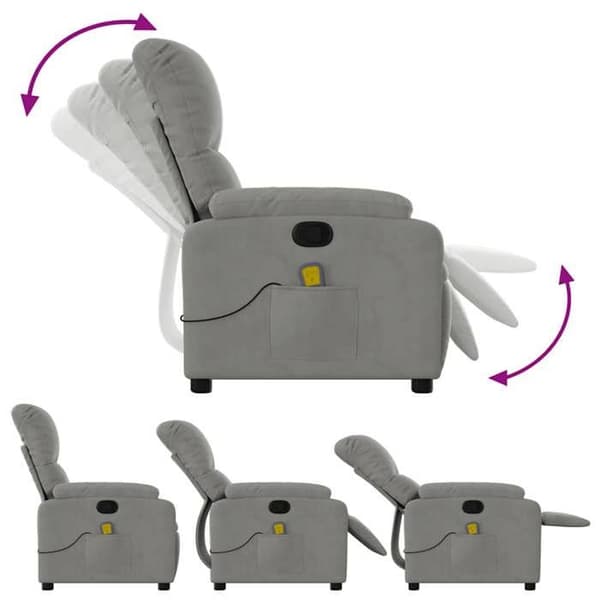 vidaXL massagefåtölj ljusgrå mikrofibertyg 373457