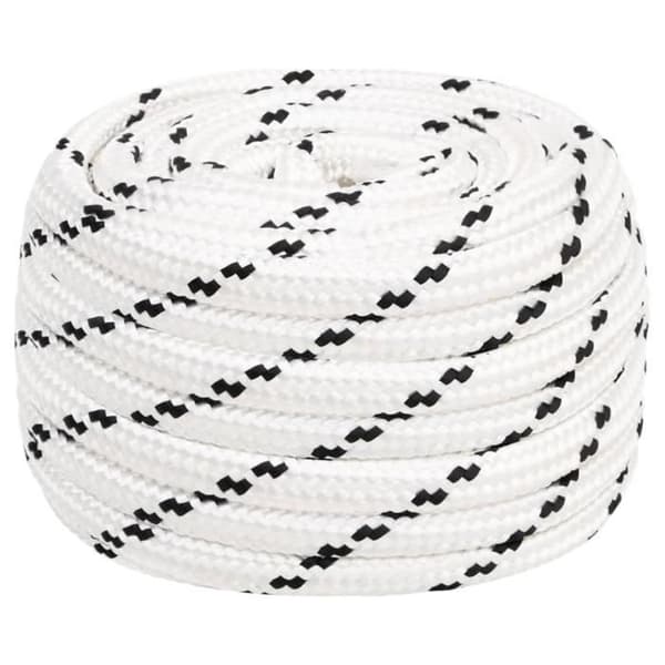152790 vidaXL Flätad båtline Vit 20 mmx50 m Polyester