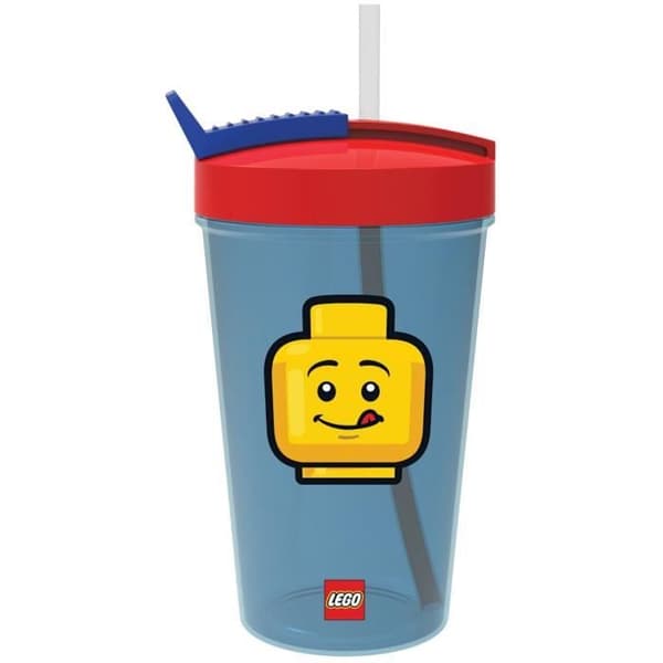Lunch-set - LEGO - Ikonisk - Mug med sugerør - Blå/Rød - 2 deler