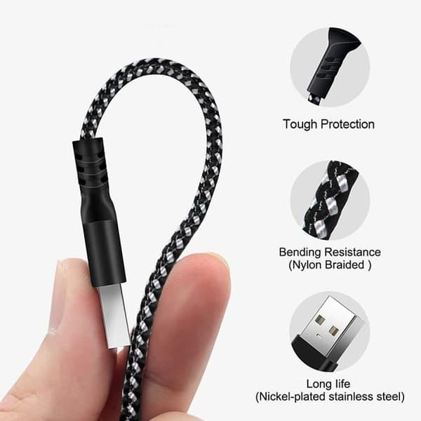 Lightning USB Snabbladdningskabel 1m Maclean MCE472 svart