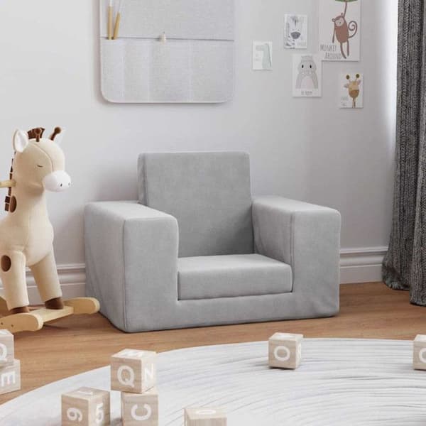 Sängsoffa för barn Ljusgrå Mjuk plysch