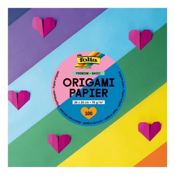 Papper att vika - FOLIA - Premium Basic - 20 x 20 cm - 70 g/m² - 100 ark dubbel sida
