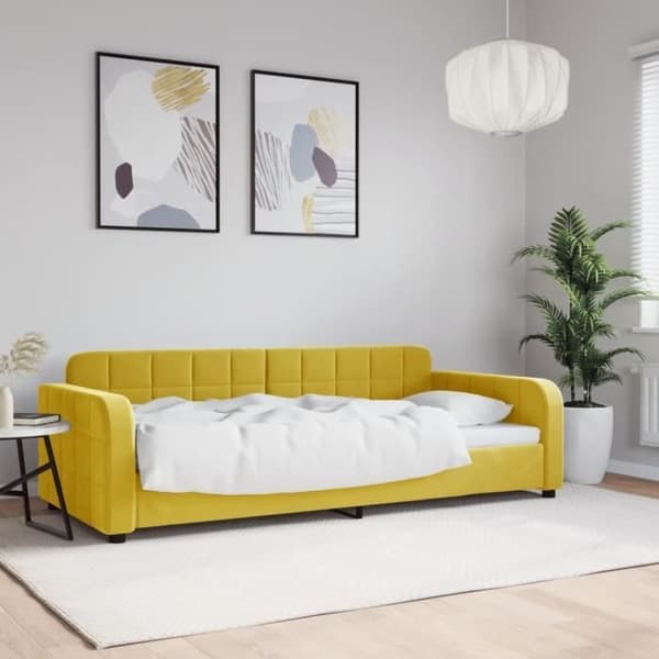 vidaXL Sängsoffa gul 90x200 cm sammet 354063