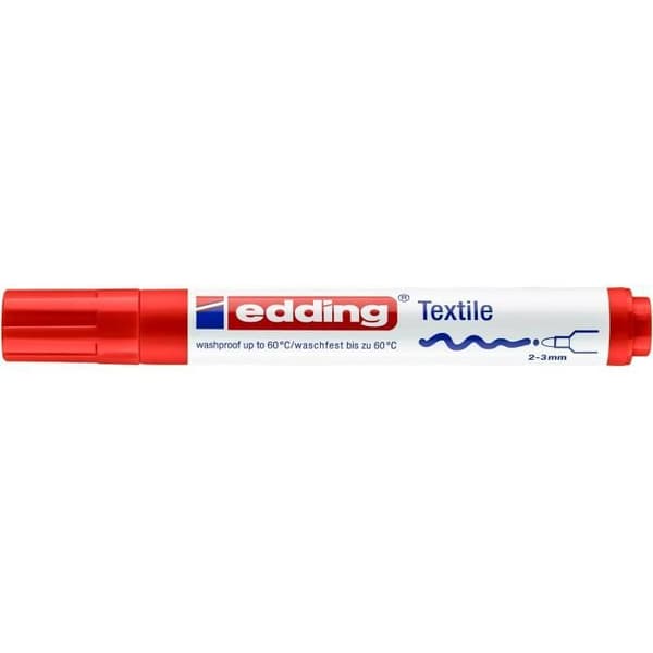 Textilmarkörer - EDDING - 10-pack - Röd - Rund spets 2-3 mm