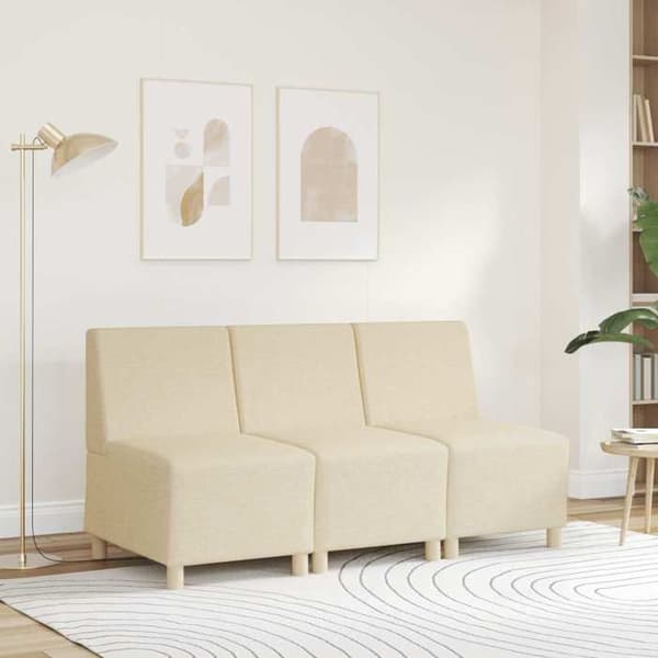 vidaXL Modulsoffa utan armstöd Kräm 55 cm Tyg 4108475