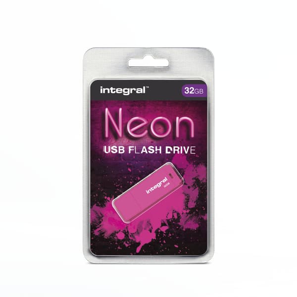 Inbyggd USB Neon 32GB Rosa