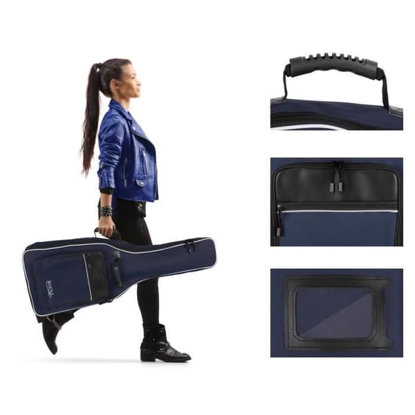 Rocktile Gig Bag för 3/4 & 7/8 klassisk gitarr - Vadderad med remmar (blå)