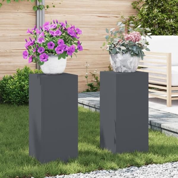Växtstöd - Pelare - 2 st - Antracit - Stål - 24x24x55 cm