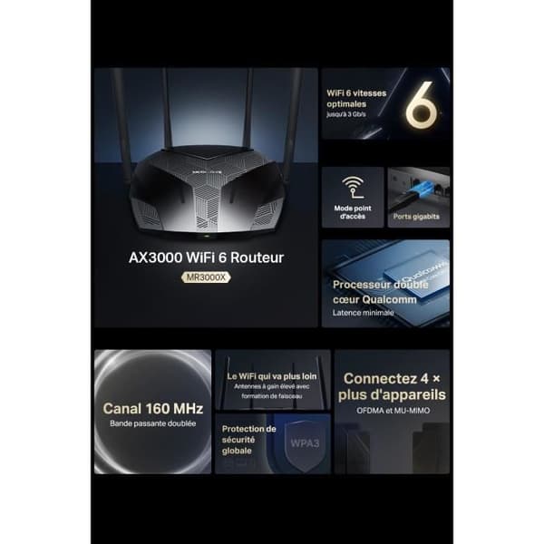 WiFi 6 Dual-Band Router MERCUSYS MR3000X