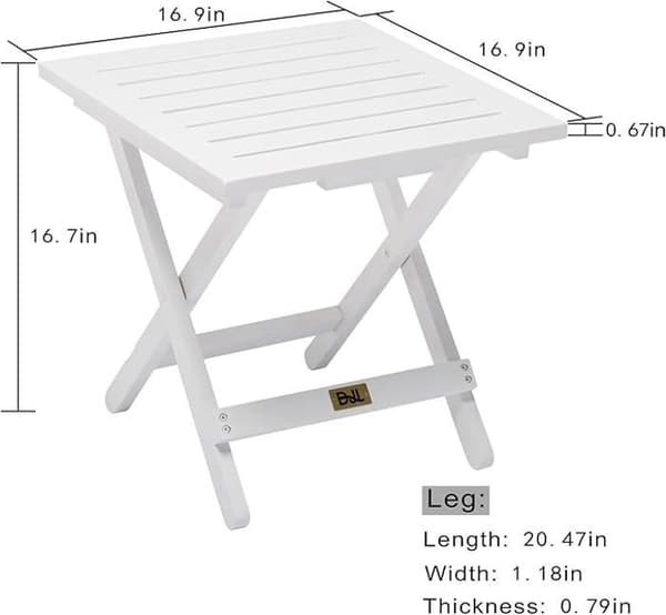 Campingbord - Adige - PVC - 2 Platser - 45 x H52 cm - Fällbar - Vit