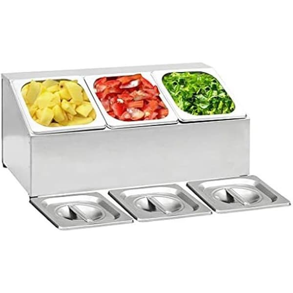 Gastronormbehållare - vidaXL - GN 1/6 - Rostfritt Stål - 3 Korgar - Lock Ingår