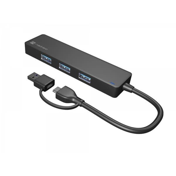 USB-Hub - Natec - Mayfly - 4 portar - USB-C och USB-A - Hög hastighet