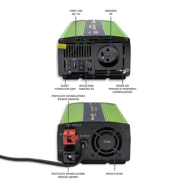 Inverter - Qoltec - Monolith - 600W - 1200W - Vit