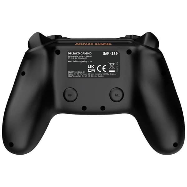 Spelkontroll - DELTACO GAMING - PS4 - Trådlös - Svart - 2 programmerbara makrotangenter
