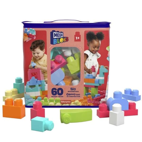 Mega Bloks - Medium Pink Bag 60 tegelstenar - Byggstenar - 12 månader och + DCH54