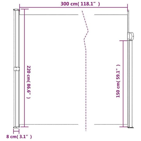 vidaXL Retractable sidomarkis vit 220x300 cm 4004376