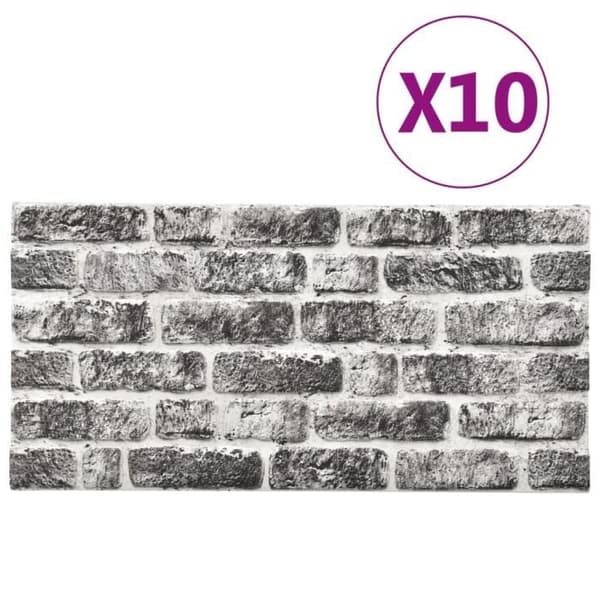 vidaXL 3D-väggpaneler Mörkgrå tegeldesign 10 st EPS 332925