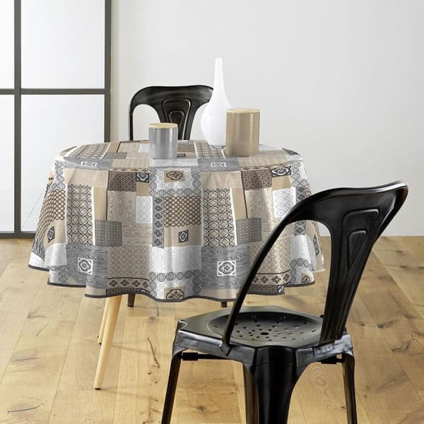 Rund duk i PVC "Costa" - Beige - 1D 160 cm