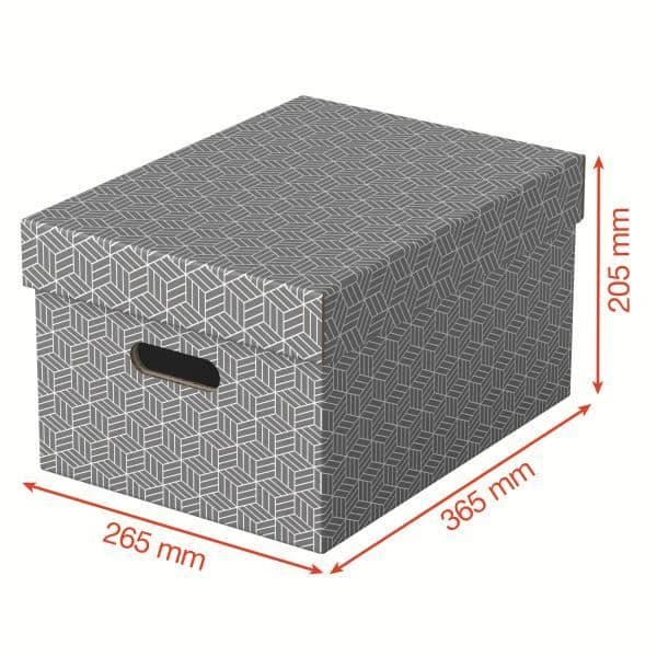Förvaringslådor - ESSELTE - Format M - 3-pack - Återvunnet kartong - Grå