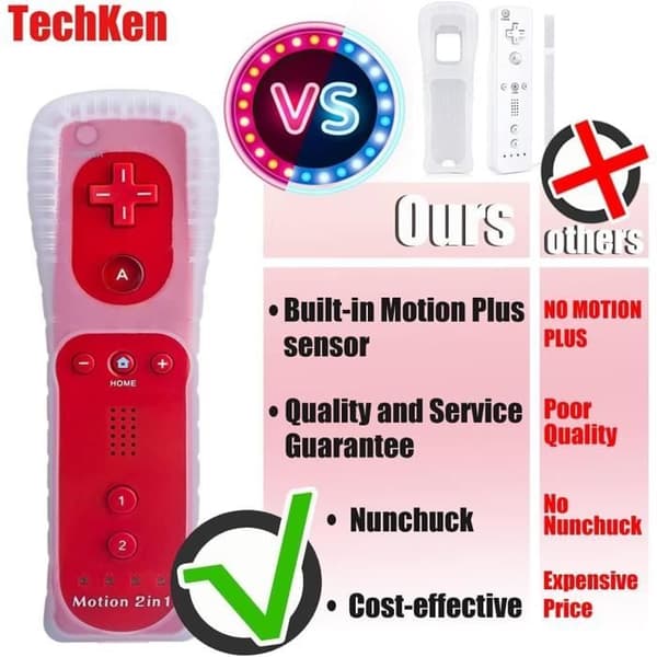 Spelkontroll - GENERISK - TechKen 2 delar - Trådlös - Vibration - Nunchuk ingår