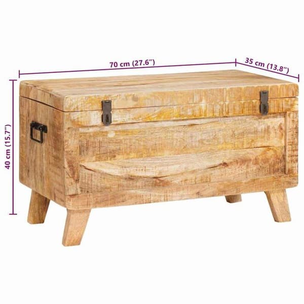 Förvaringslåda i mangoträ - vidaXL - 70x35x40 cm - Massivt mangoträ - Rektangulär