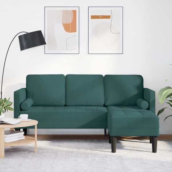 Soffa L - 160 cm - Mörkgrön tyg - 3 platser - Moderne design