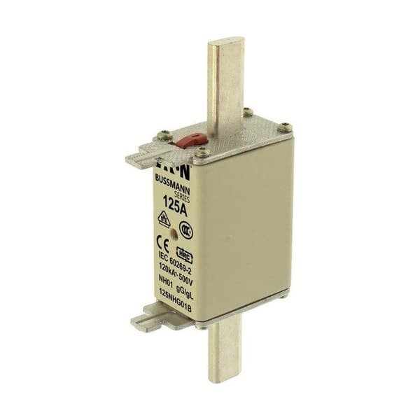 Säkring, BT, 125 A, CA 500 V, NH01, gL/gG, IEC, dubbel indikator