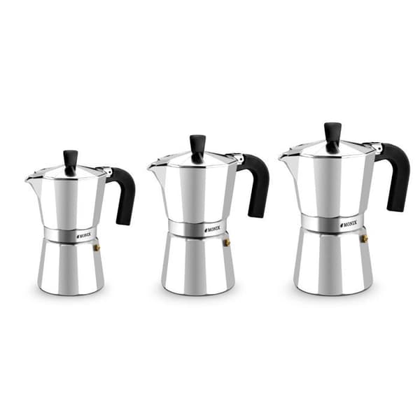 MONIX italiensk kaffebryggare 3 koppar tryck 3935006 grå