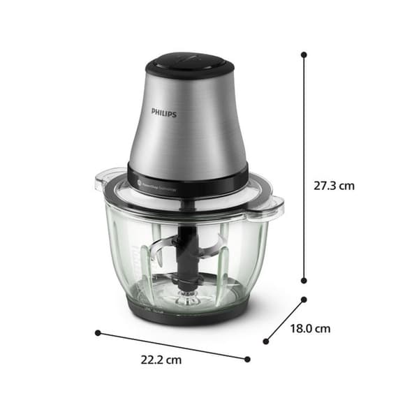 Philips Mini hackare skål glas 2l 500w silver - HR1503/00