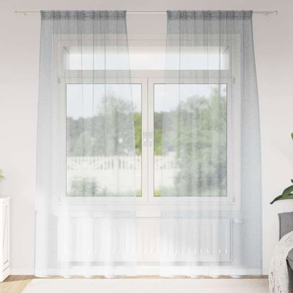 Gardiner i voile - vidaXL - Mörkgrå - Polyester - 140x245 cm - 2 stycken - Utvändig montering